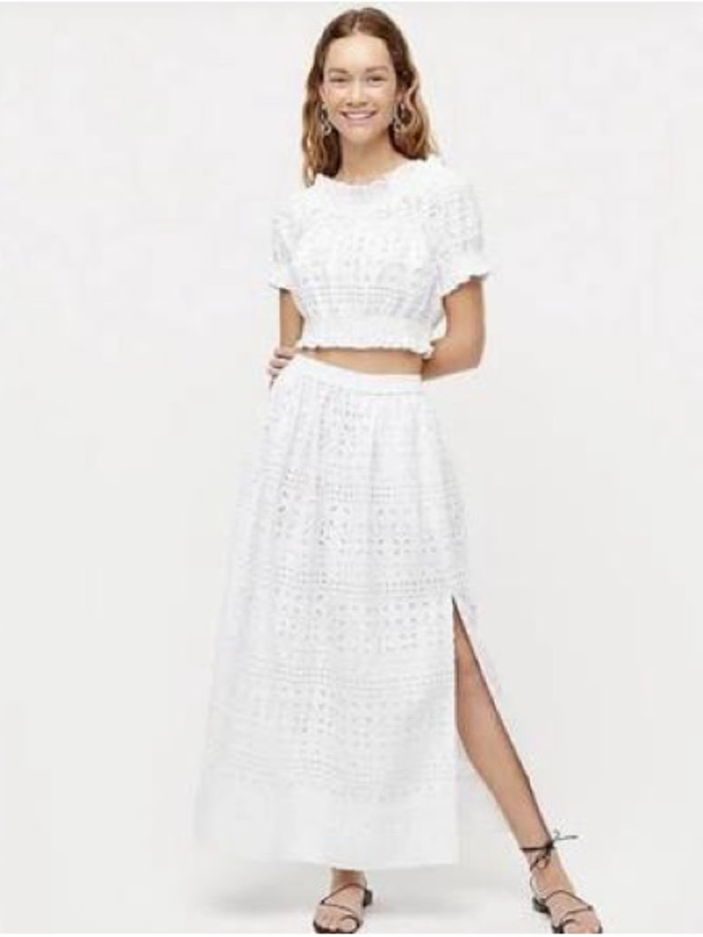 J. Crew White Eyelet Maxi Skirt and Top